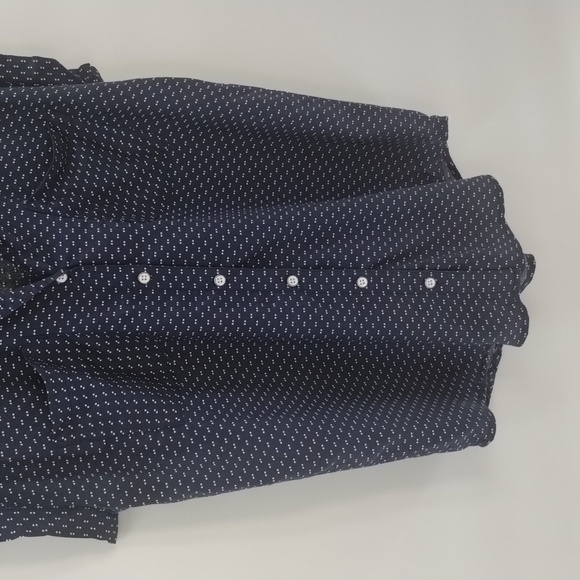 Jachs Girlfriend button down medium navy white print short sleeve front pockets - Picture 3 of 8